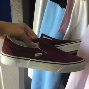 Burgendy slip on vans